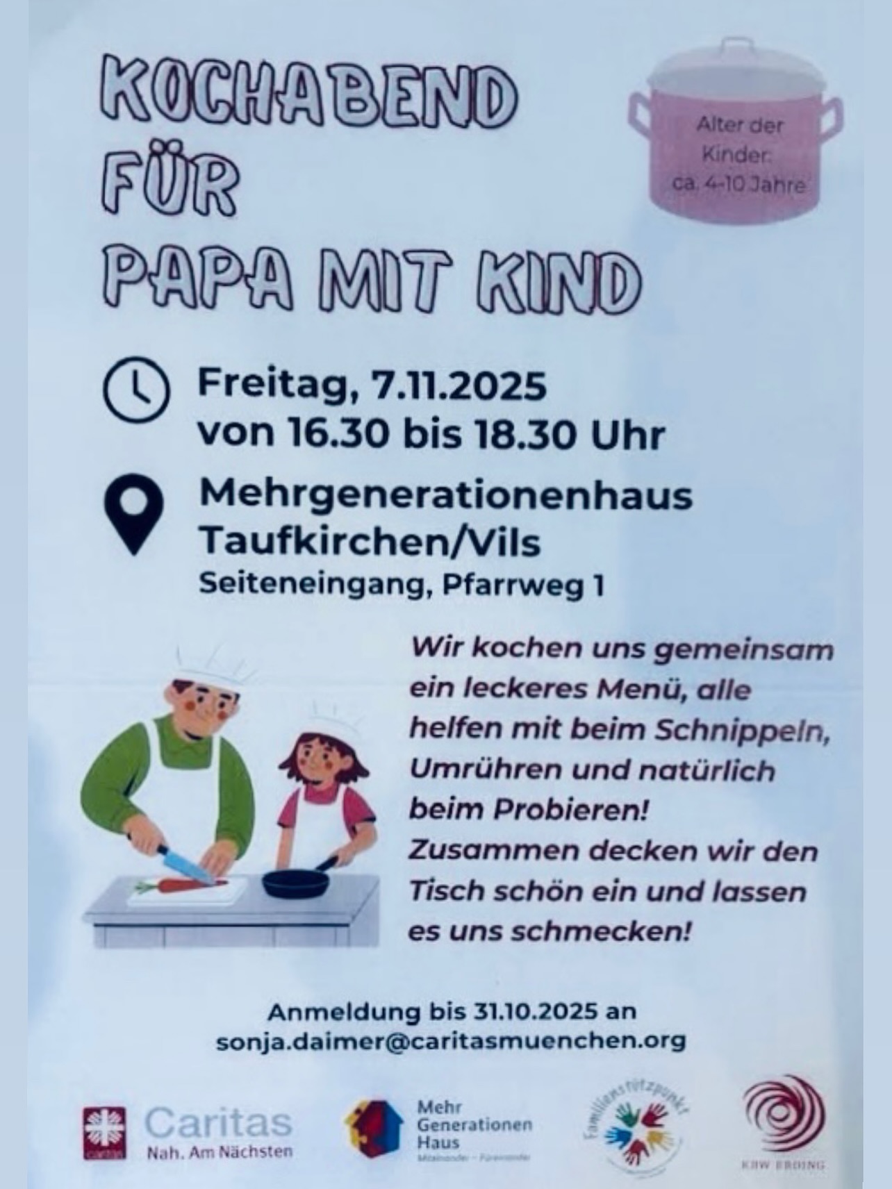 Kochabend für Papa mit Kind Kochabend für Papa mit Kind