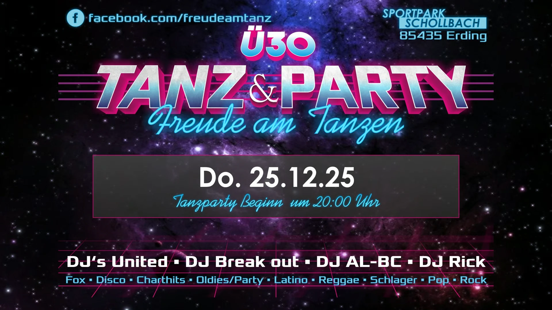 Sportpark Schollbach in Erding Sportpark Schollbach in Erding - Ü30 Tanz & Party